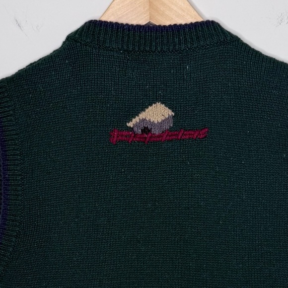 Vintage Hand-Embroidered Dog Sweater Vest Button Front Knit Cottagecore Grandpa - Picture 11 of 15